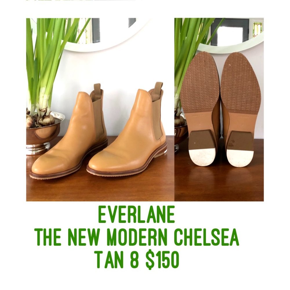 Everlane New Modern Chelsea Boot, Tan, Size 8